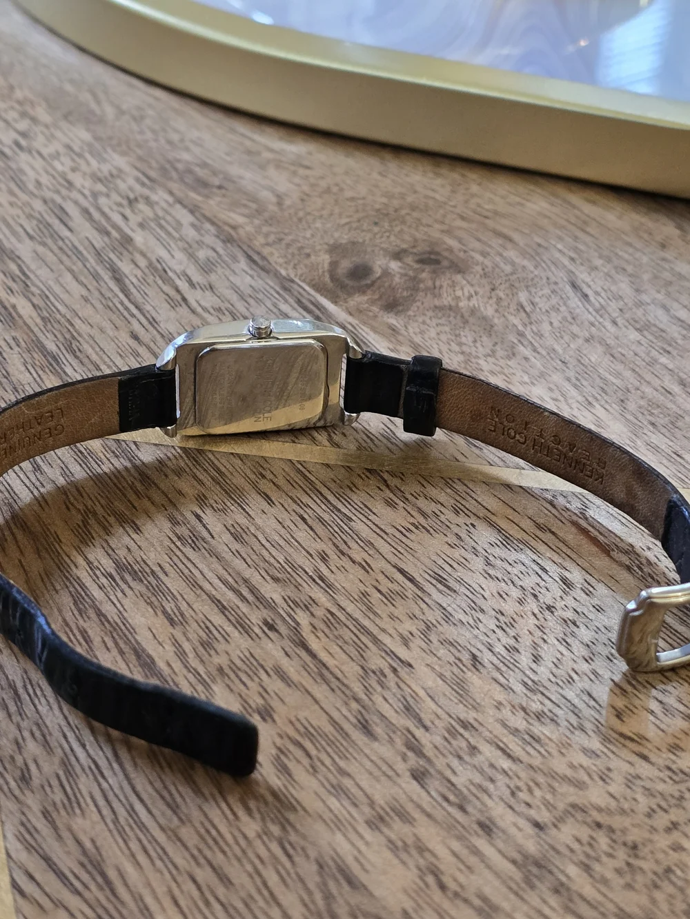 Kenneth Cole Reaction Women's Black Leather Strap Silver Case Watch